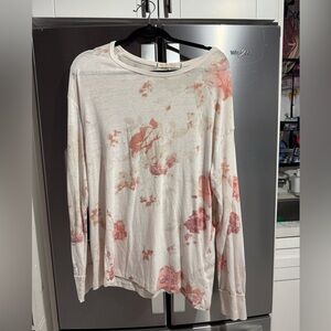 We The Free Cream and Pink Tie-Dye Long Sleeve Top